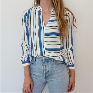 Vince Camuto Blue Striped Tunic Top